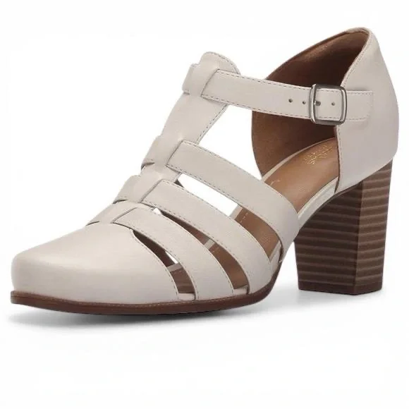 Clarks Artisan Women Ciera Gull Heeled Sandal Off White Cream Strappy Size 9 - Picture 3 of 7